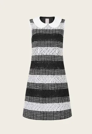 Black Peter Pan Collar Tweed Dress Convertible Style