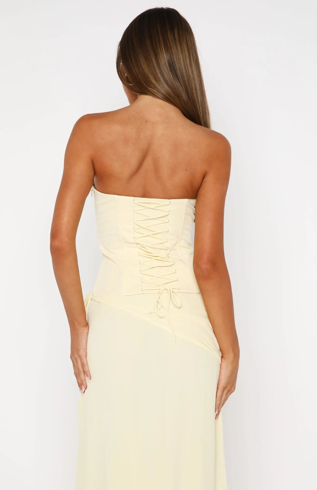 Tapered Cut Flatlock Seam Technology Bye Girl Strapless Bustier Butter