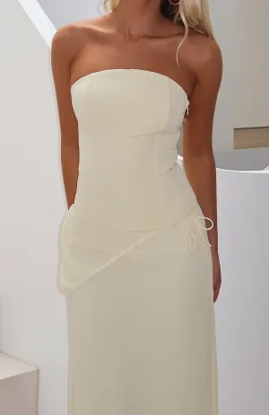 Bye Girl Strapless Bustier Butter Two Tone Texture Effect Curved Hem