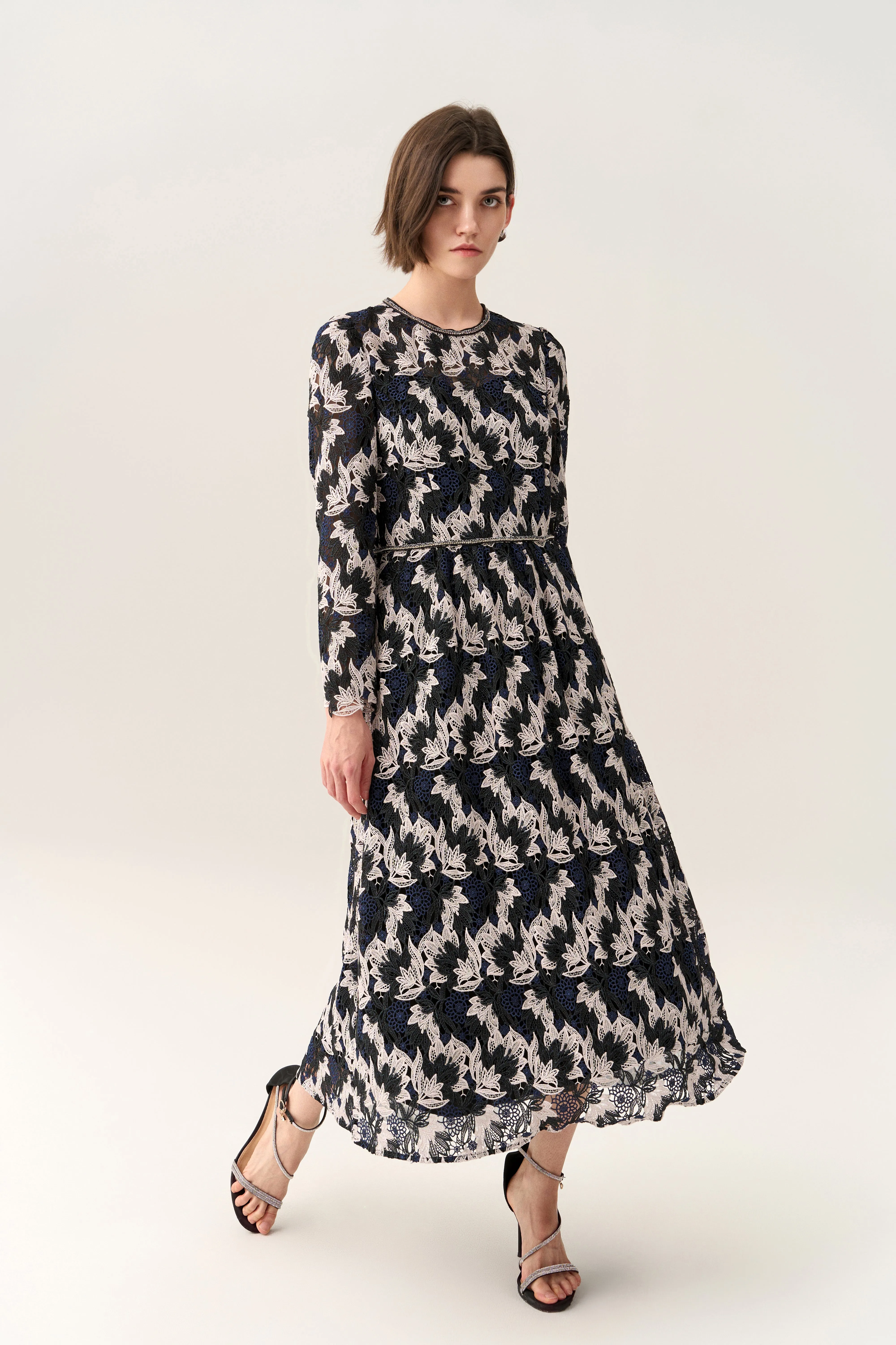 Long-sleeve Lurex Lace Dress Modular Attachment System Glow Core