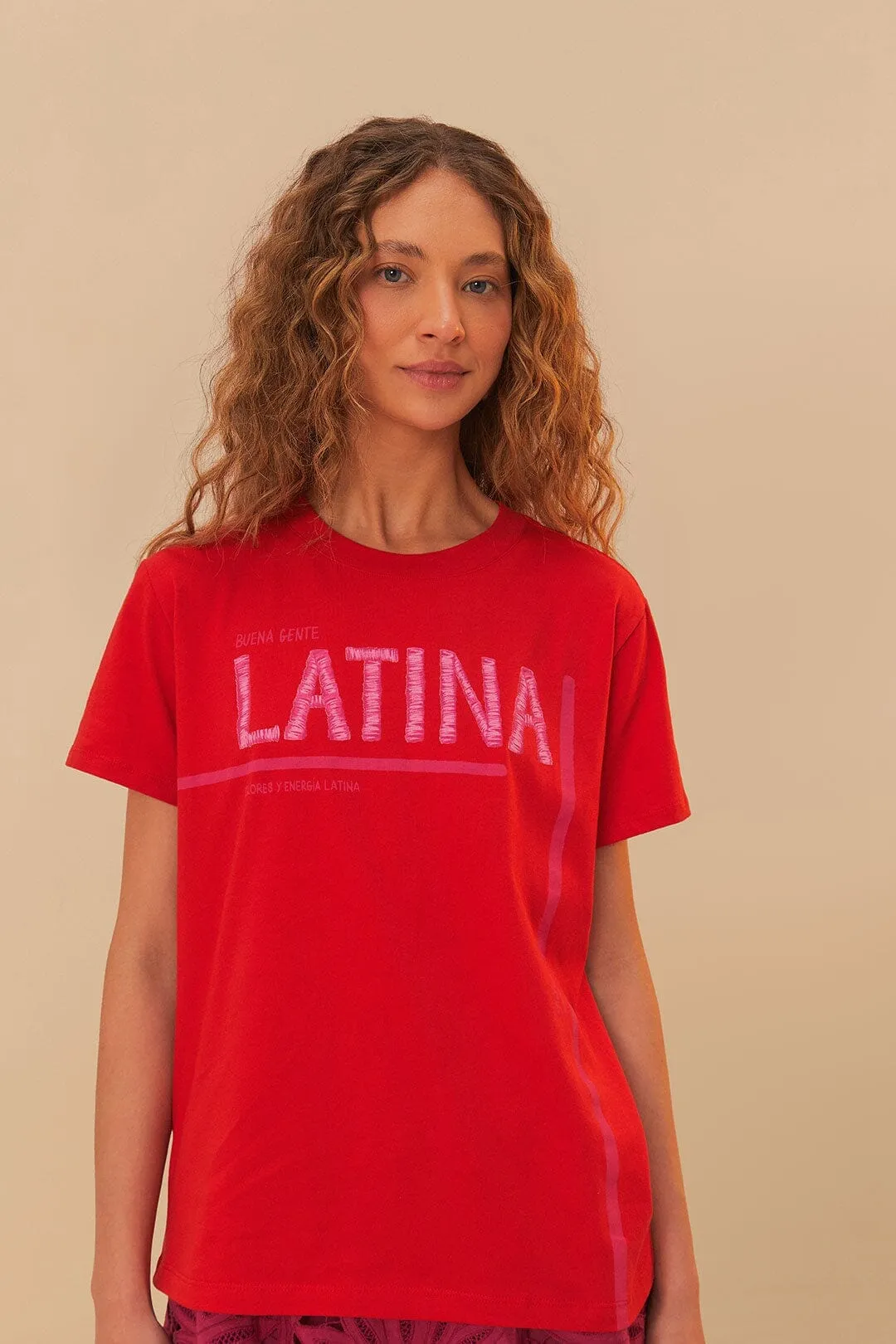 EcoDyeProcess MoistureControl Fabric Red Latina T-Shirt