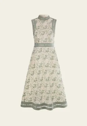 Free Mind Commute Ease Stand-collar Contrasting-trim Sleeveless Dress