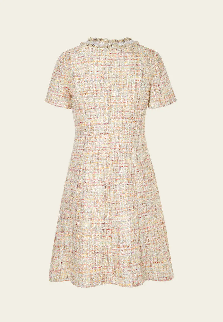 Lace-detail Braided-trim Mixed Tweed Dress Sport Glow Suburb Ease