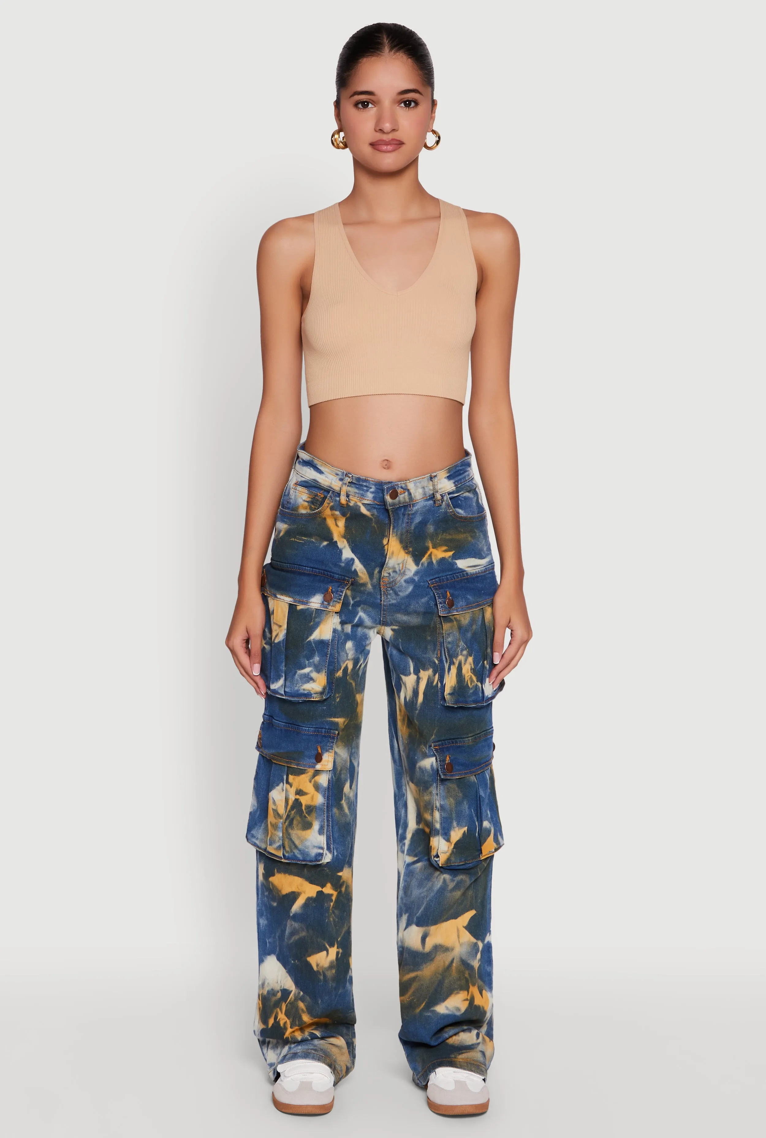 Soft Sustainable Total Comfort Daisy High Waisted Straight Leg Jeans with Cargo Pockets