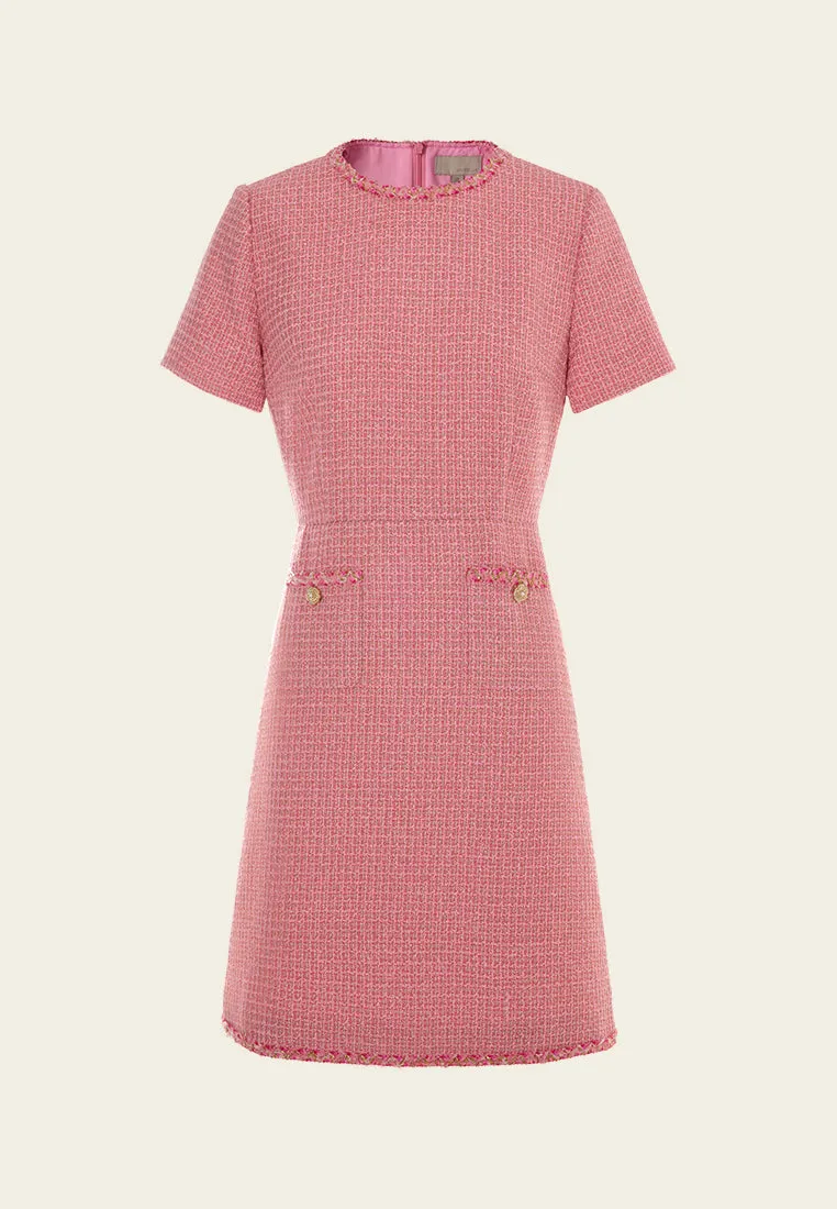 Crew-neck Frayed-trim Lurex-detail Tweed Midi Dress WrinkleResistantCloth