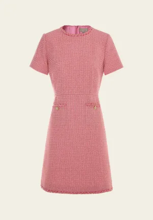 Crew-neck Frayed-trim Lurex-detail Tweed Midi Dress WrinkleResistantCloth