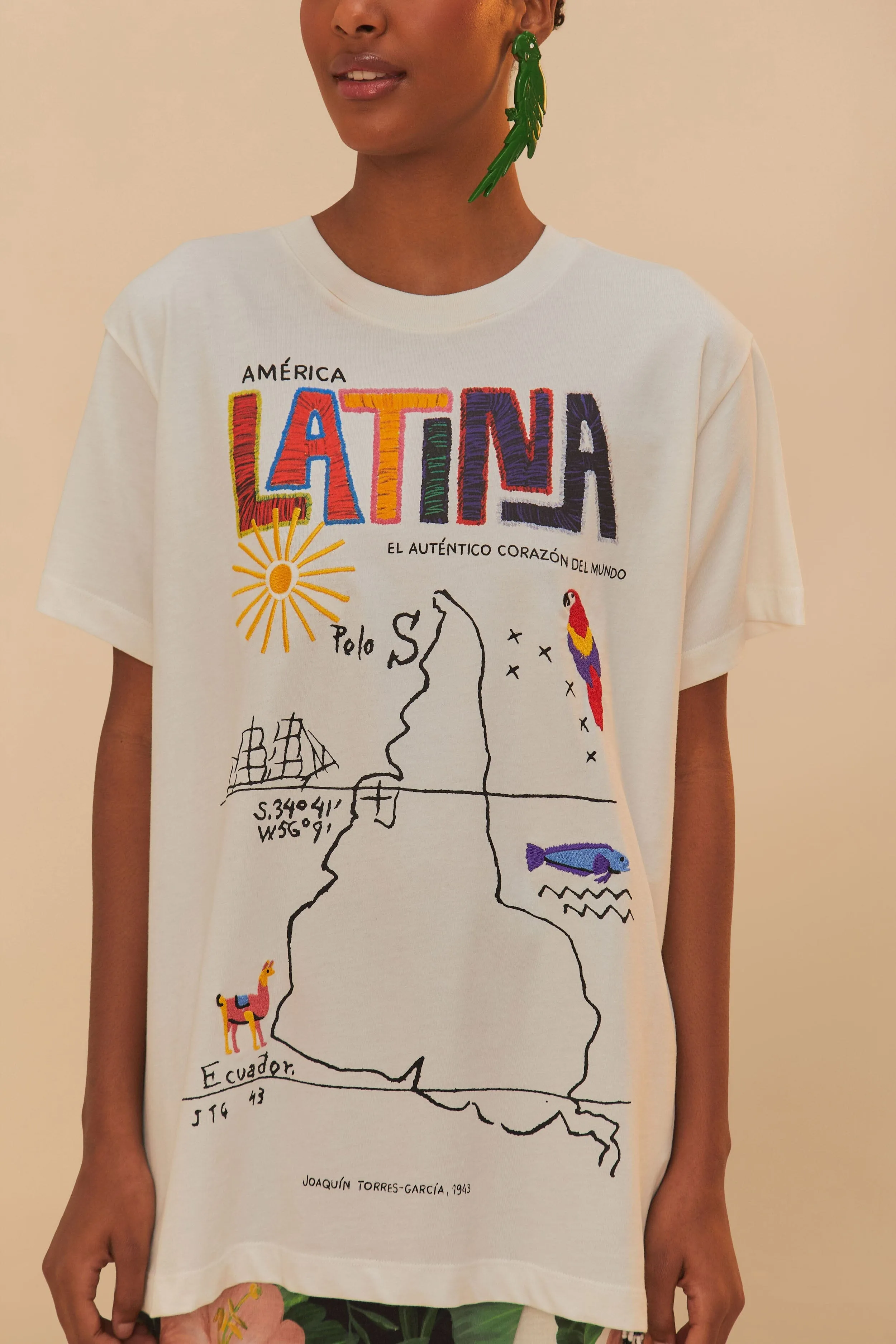 Off-White America Latina Relaxed T-Shirt AntiStatic Lining Loose Thread