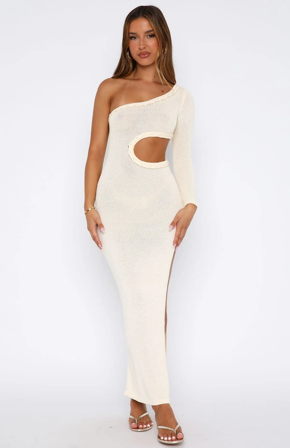 DurableReinforcedElbow AntibacterialMaterial Dusk To Dawn Knit Maxi Dress Cream