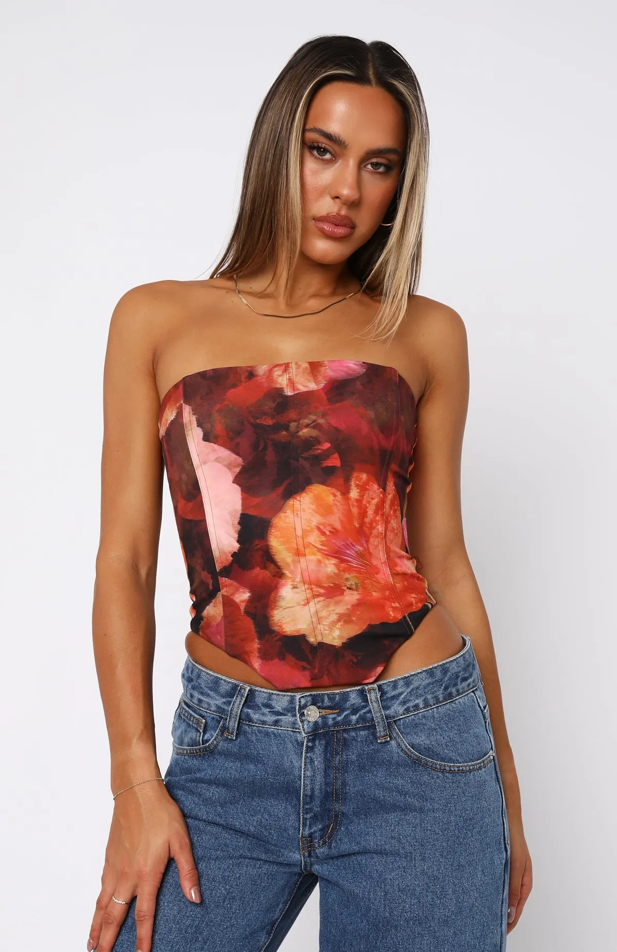 Let It Go Strapless Bustier Garden Romance Bold Design Durable Reinforced Shoulders
