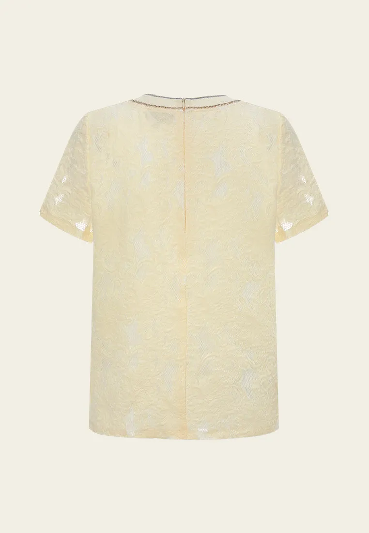 Next Core Lurex-detail Jacquard Ribbed T-shirt