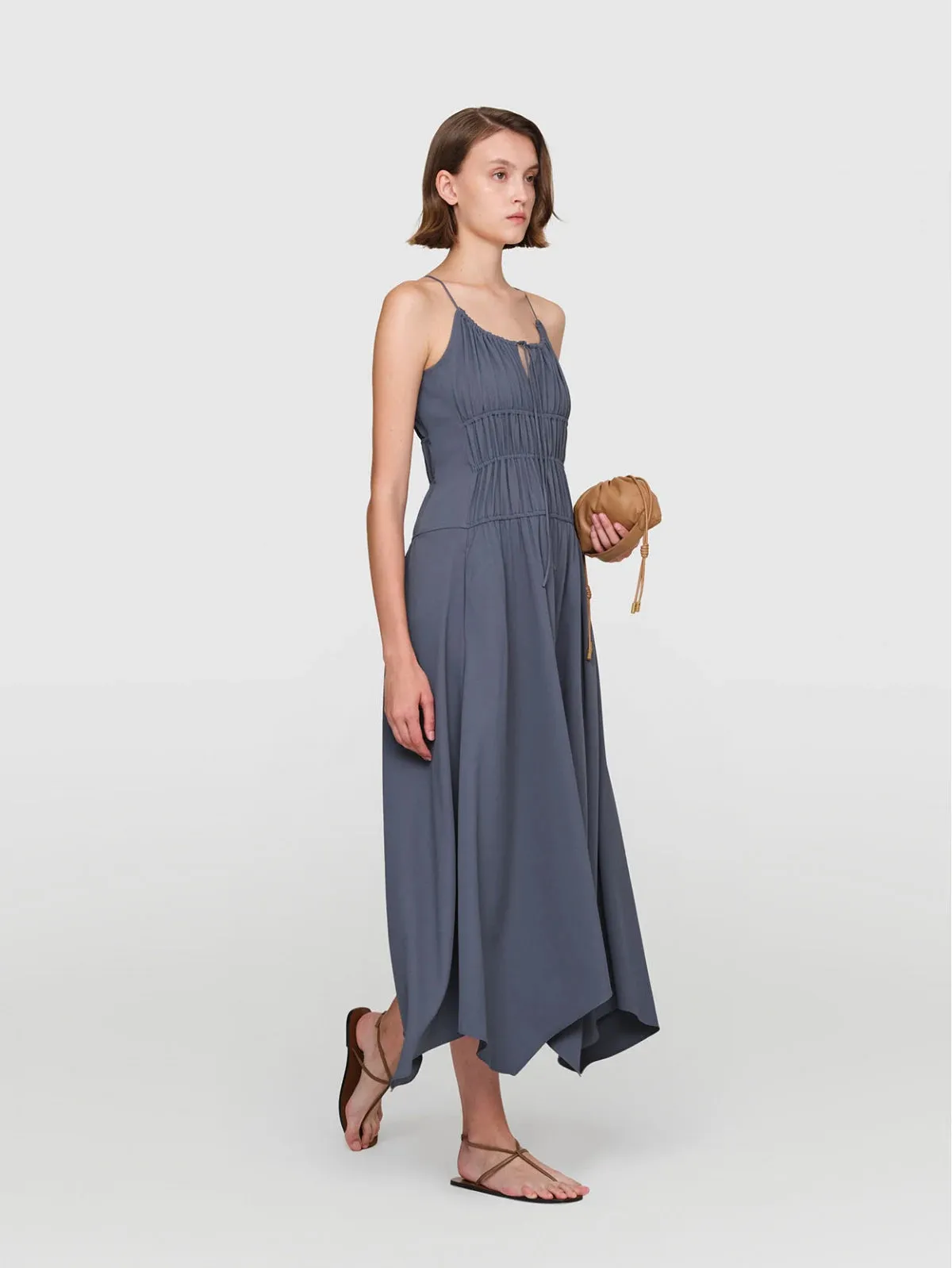 Slate Iris Tri Acetate Dress SheerLayeredPanels