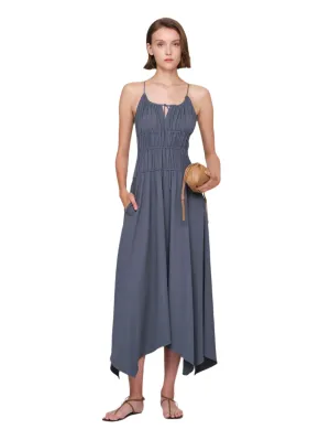 Smooth Yarn Low Care Slate Iris Tri Acetate Dress