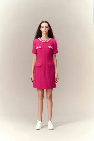 QuickDry Technology Dolly Vibrant Pink Embellished Dress