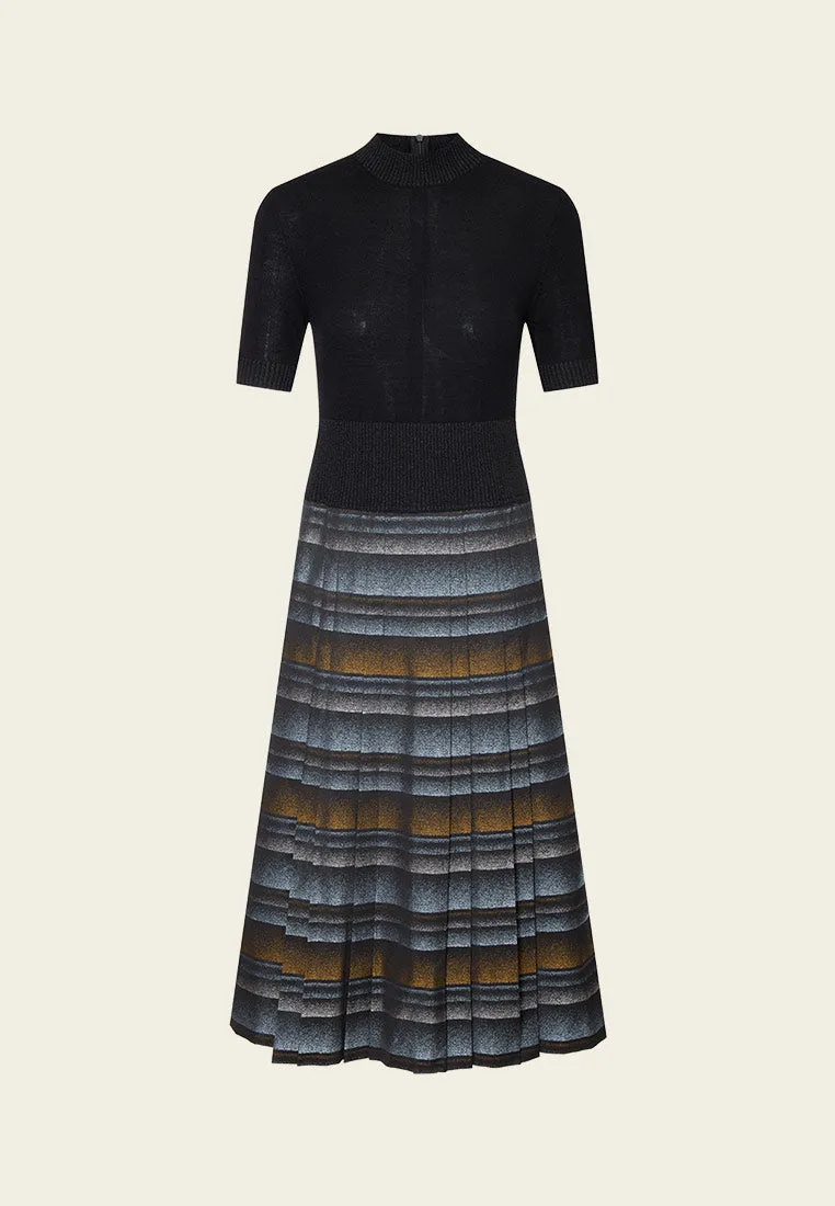UVProtection Coating High-neck Wool Knit Ombr?? Dress