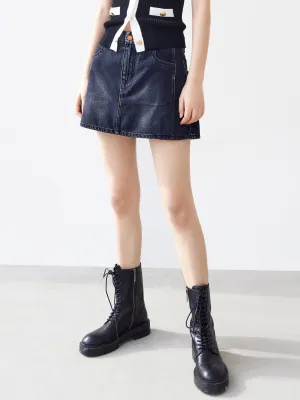 A-line Denim Skirt Wardrobe Classic Bold Print