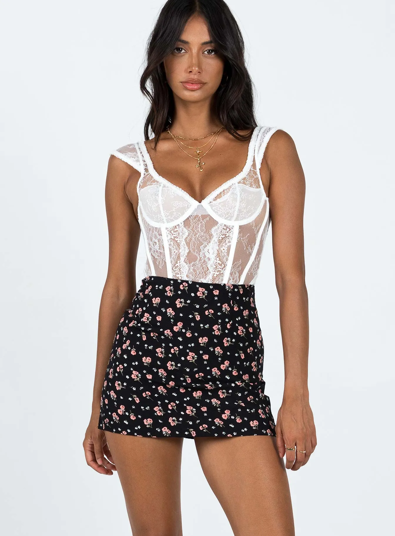 Selby Mini Skirt Black Floral Cozy Movement