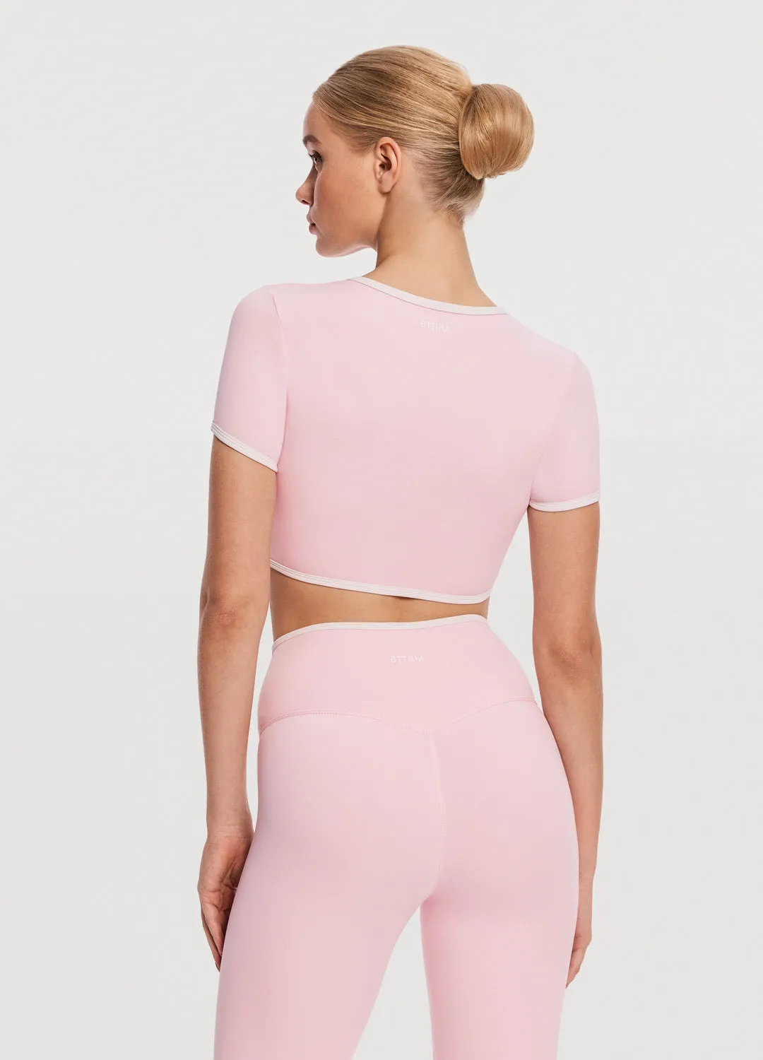 Stretch Jersey Knit Casual Cropped T-Shirt