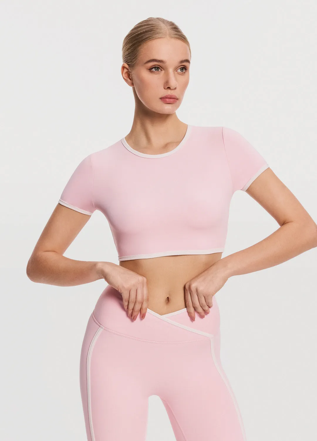 Casual Cropped T-Shirt Spandex Enhanced Elasticity Comfort and Ease