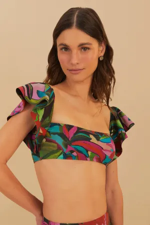 Hidden pockets Soul Ease Jardin De Reve Ruffle Bikini Top