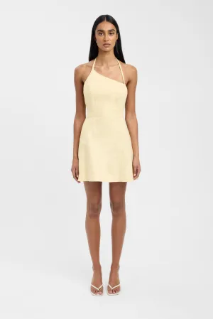Stretchable Fabric Shine Mood Palm One Shoulder Mini Dress