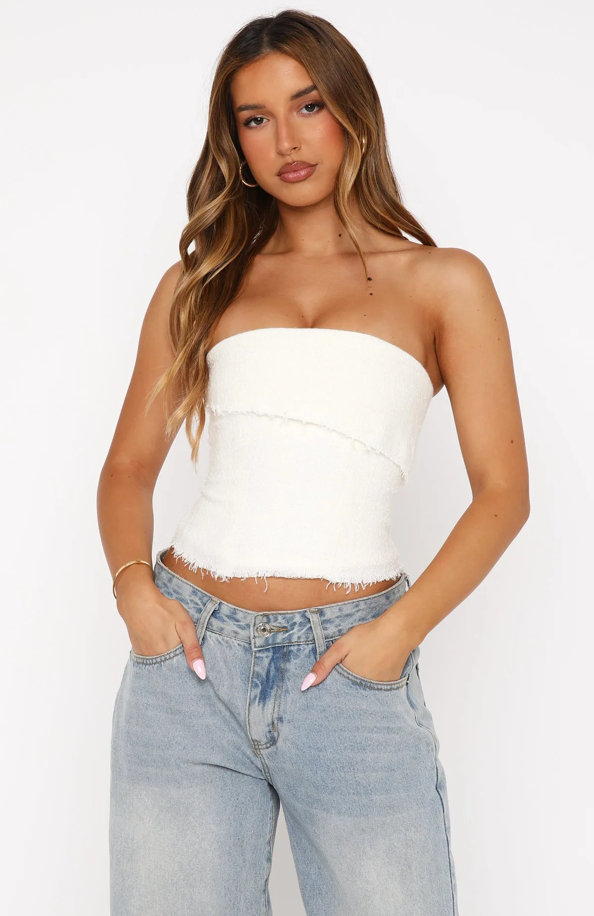 On The Outside Strapless Bustier Off White Versatile Design