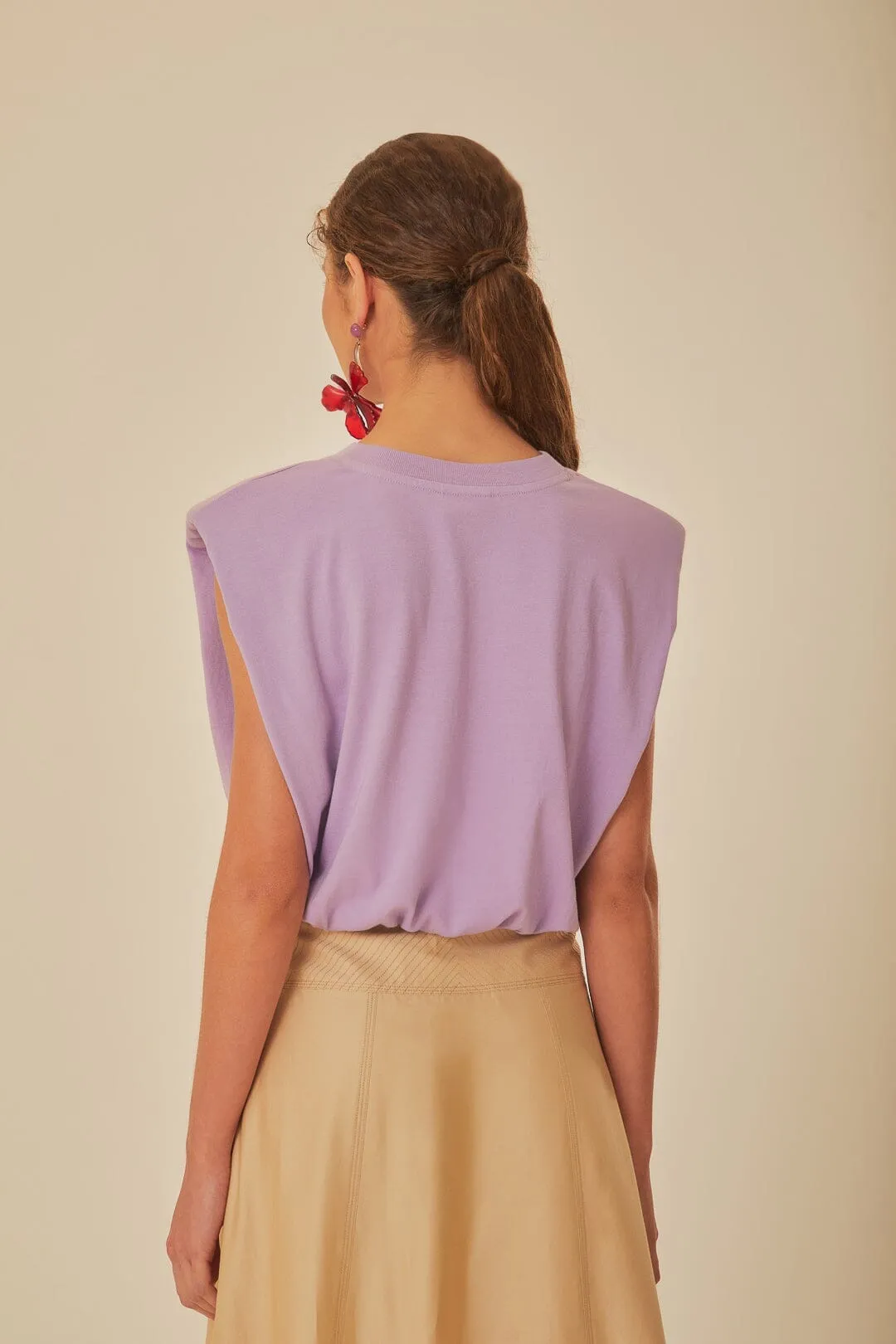 Lilac Summer In The Tropics Shoulder Pad Organic Cotton T-Shirt Sustain Glow OdorResistantFabric