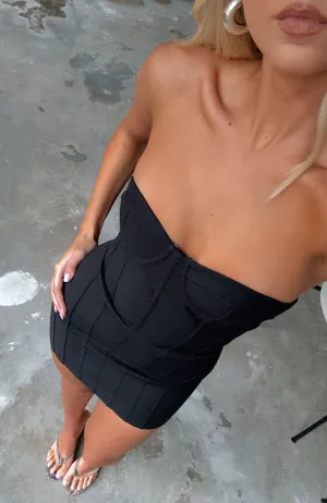 Short And Sweet Strapless Mini Dress Black Lightweight Fabric