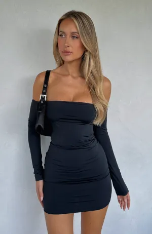 Bad Reputation Long Sleeve Mini Dress Black SnagResistant Weave