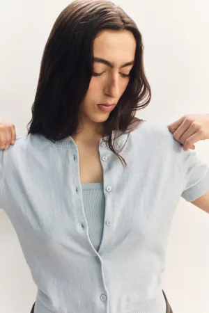 Semra Cotton Cashmere Short Sleeve Cardigan Parisian Chic SweatAbsorbingTexture