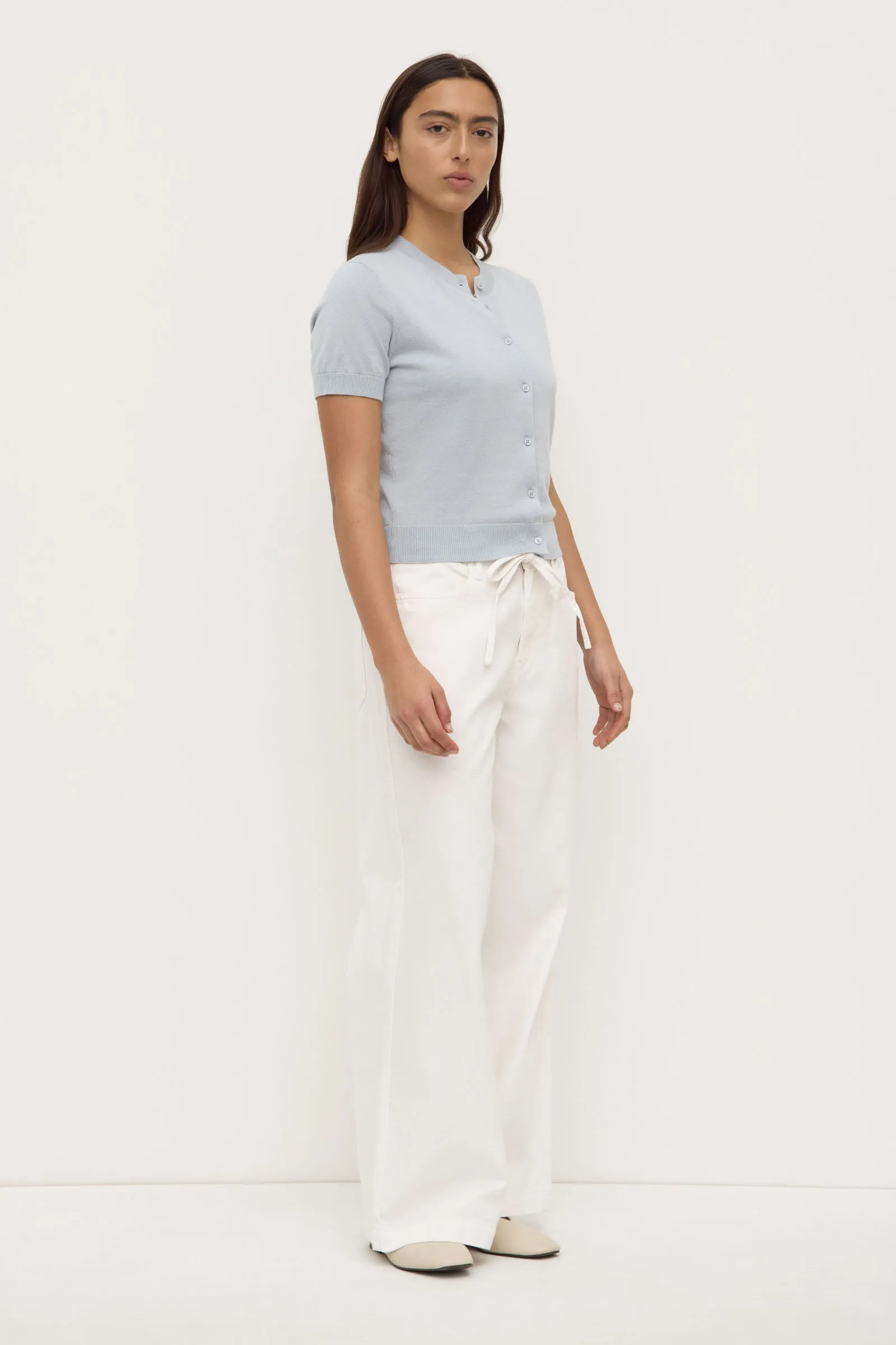 Semra Cotton Cashmere Short Sleeve Cardigan Tailored Fit AirflowOptimized