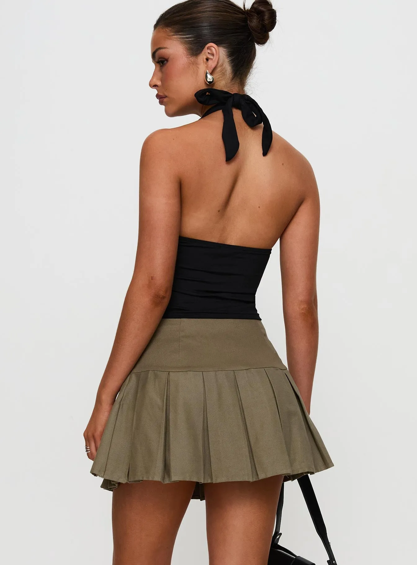 Weekend Style Creative Look Feodora Pleat Mini Skirt Khaki