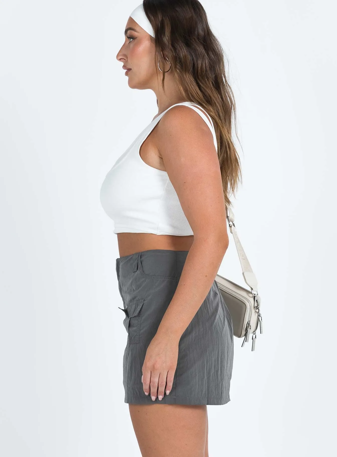 Wolf Cargo Mini Skirt Charcoal Minimal Look