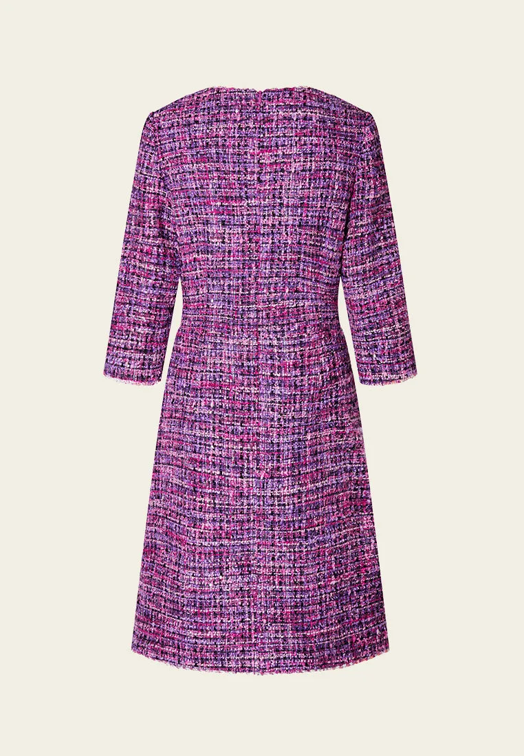 ComfortStretch Modern Ease Structured Fuchsia Sequin-detail Trimmed Dress