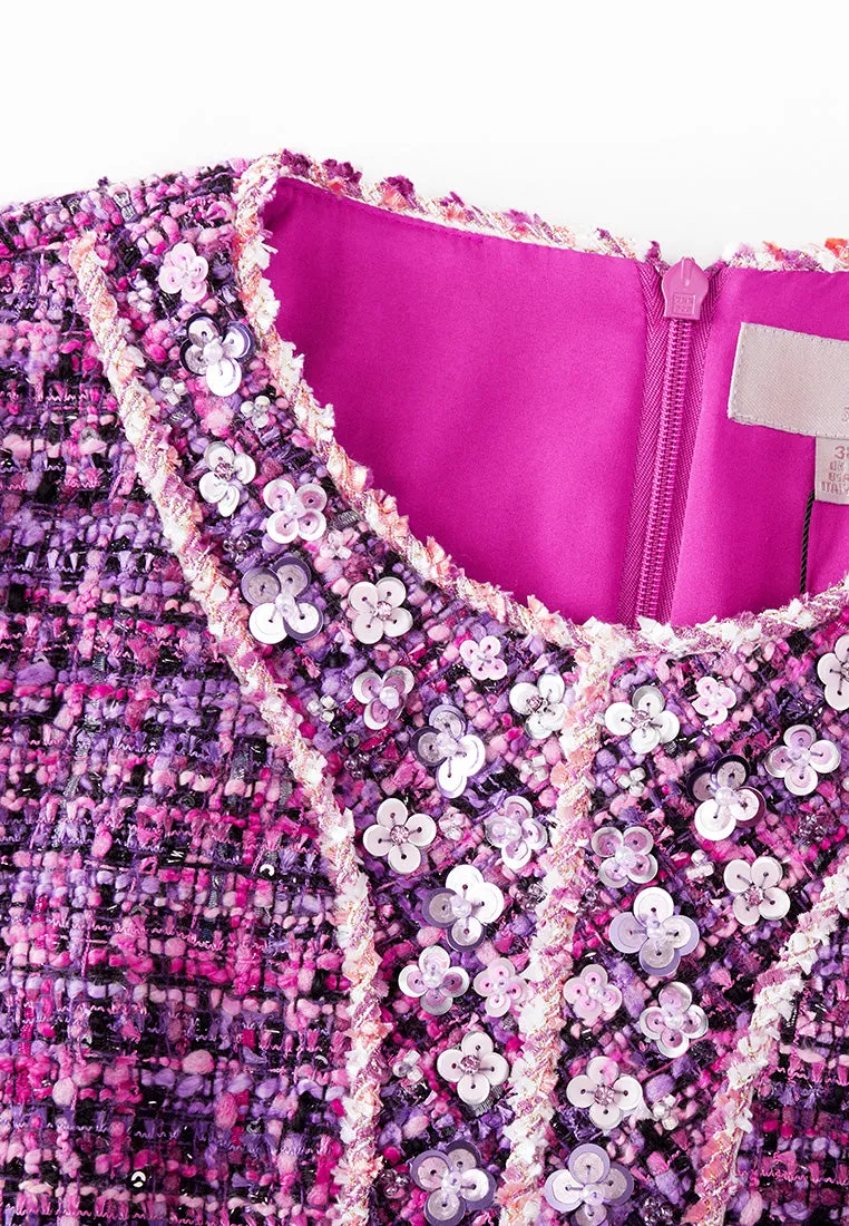 Glow Core FadeResistant Structured Fuchsia Sequin-detail Trimmed Dress