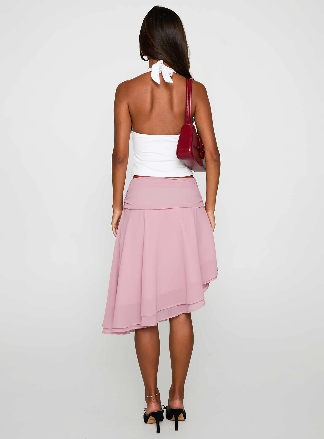 Future Fashion Crisp Fit Evanescence Asymmetrical Midi Skirt Pastel Pink