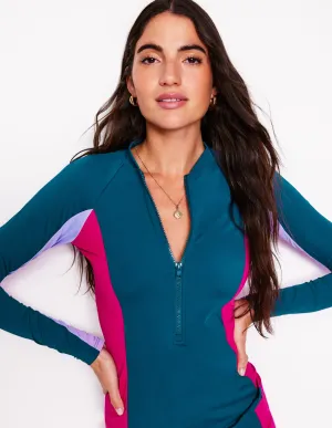Sun Safe Raglan Rash Vest-Oceanside Blue AbrasionResistant Material