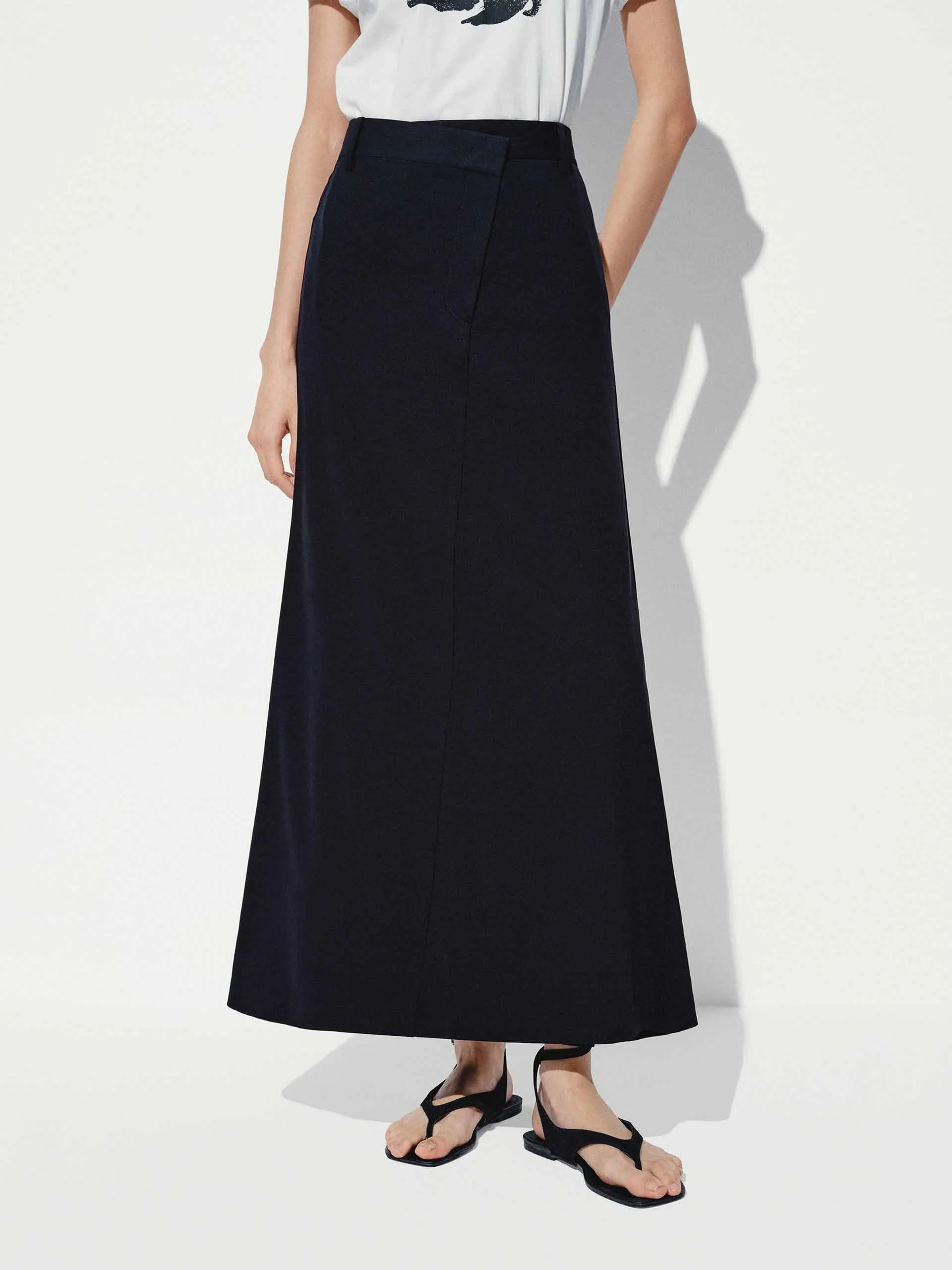 Back Slit A-Line Skirt Boutique Exclusive Two Tone Trim