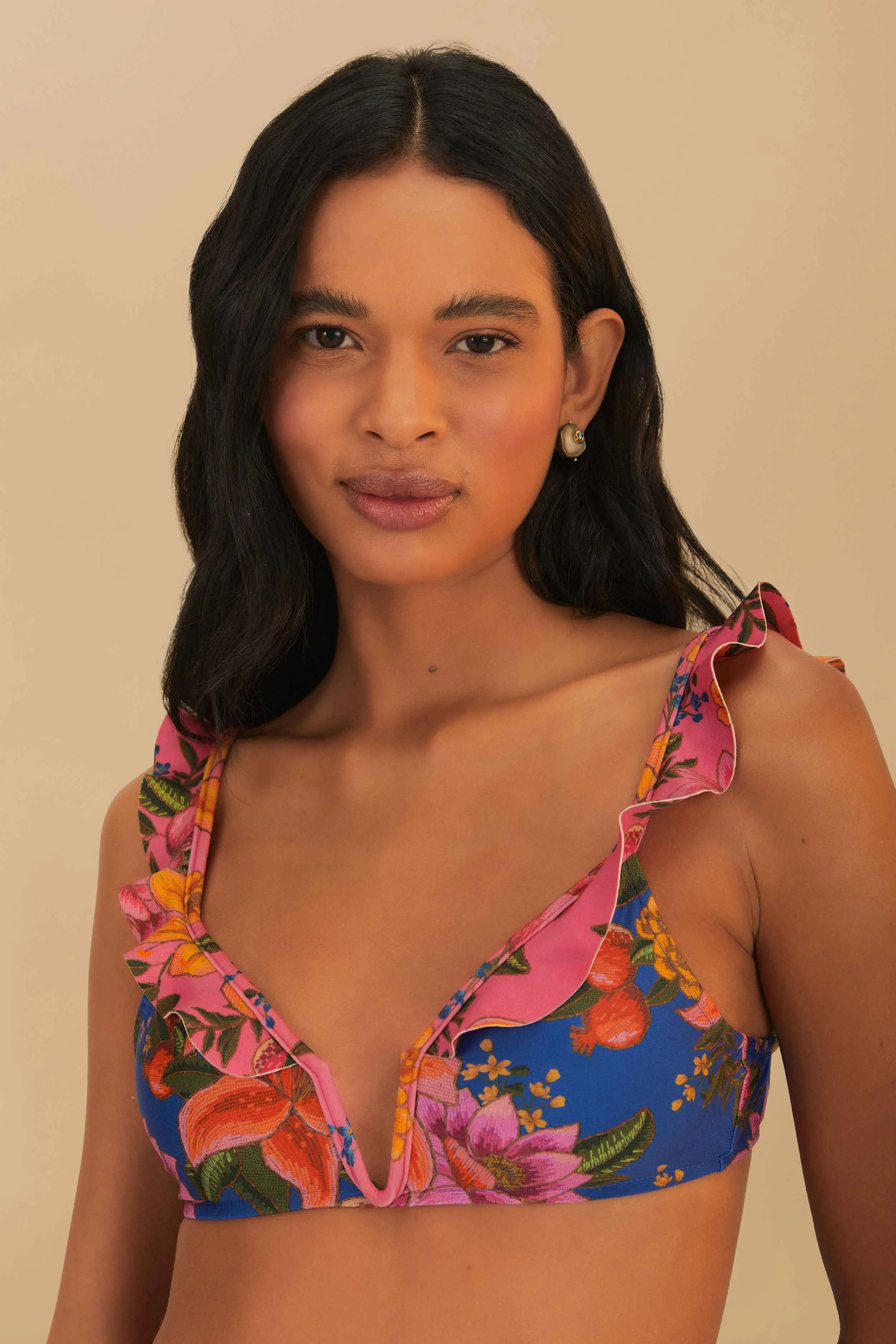 Multicolor Summer Fruit Underwire Bikini Top BalancedDrape