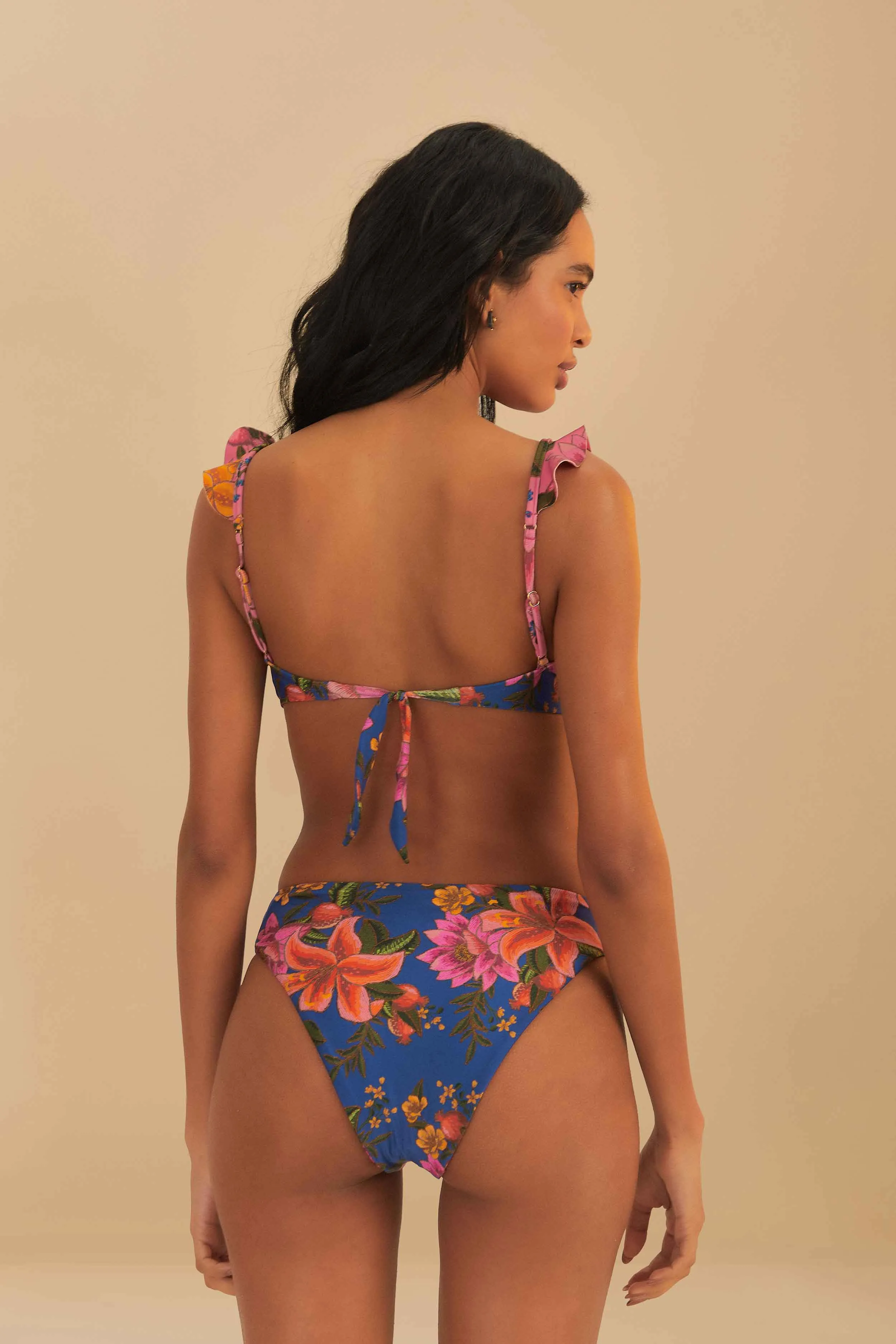 Multicolor Summer Fruit Underwire Bikini Top Sharp Cut