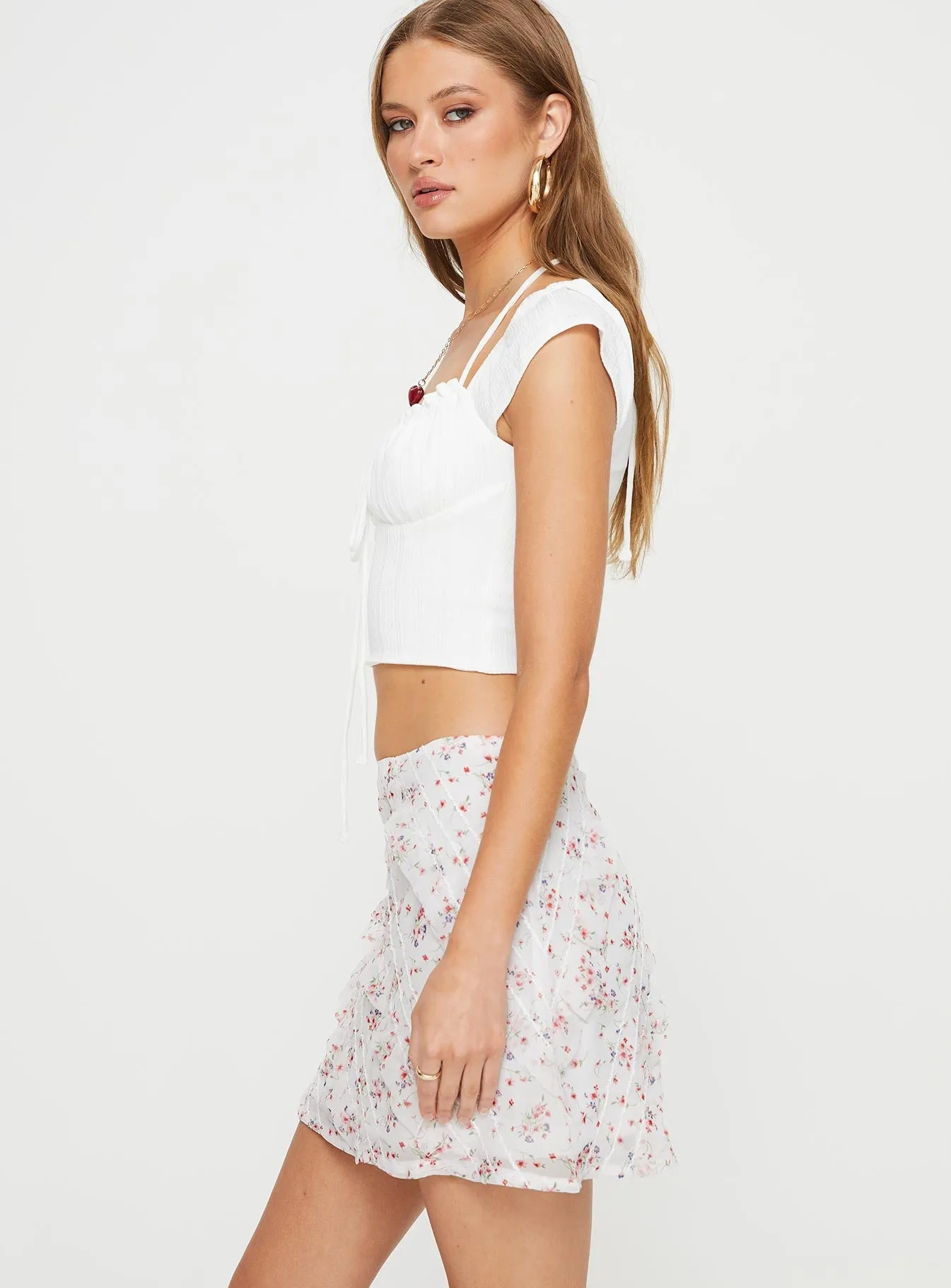 Tea length Gentle Wear Hasmyn Mini Skirt White / Floral