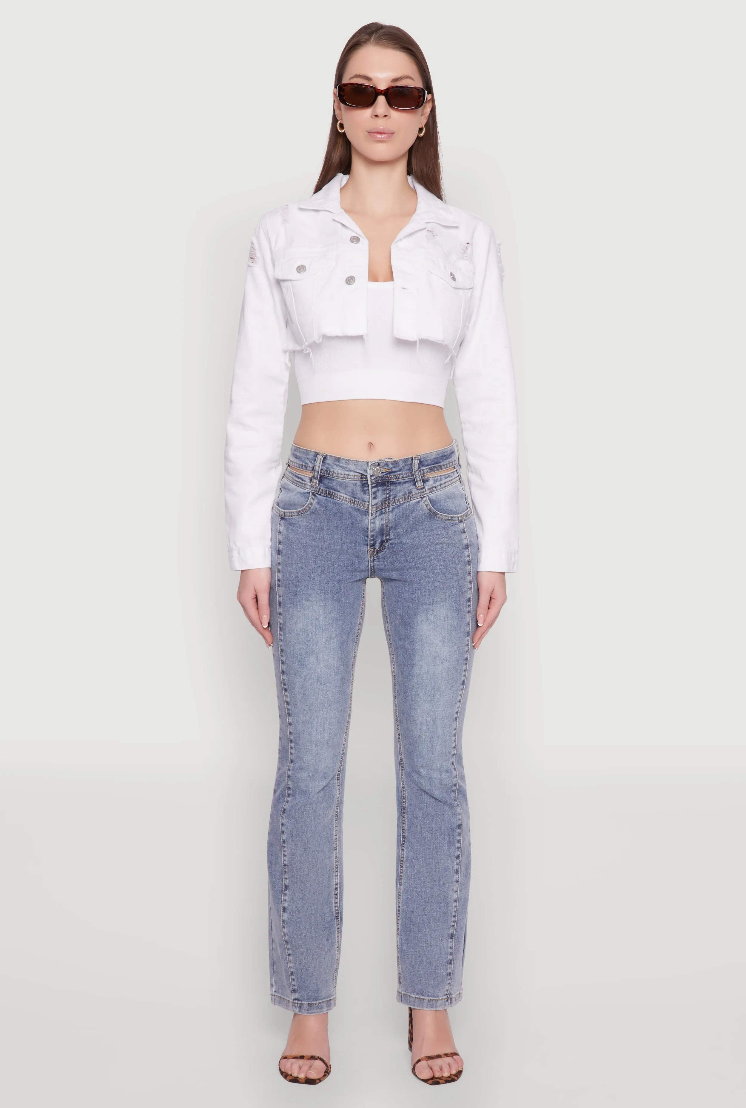 Madden Girl Cut Out Pintuck Jeans No Gap Waist Engineering Breathable fabric technology