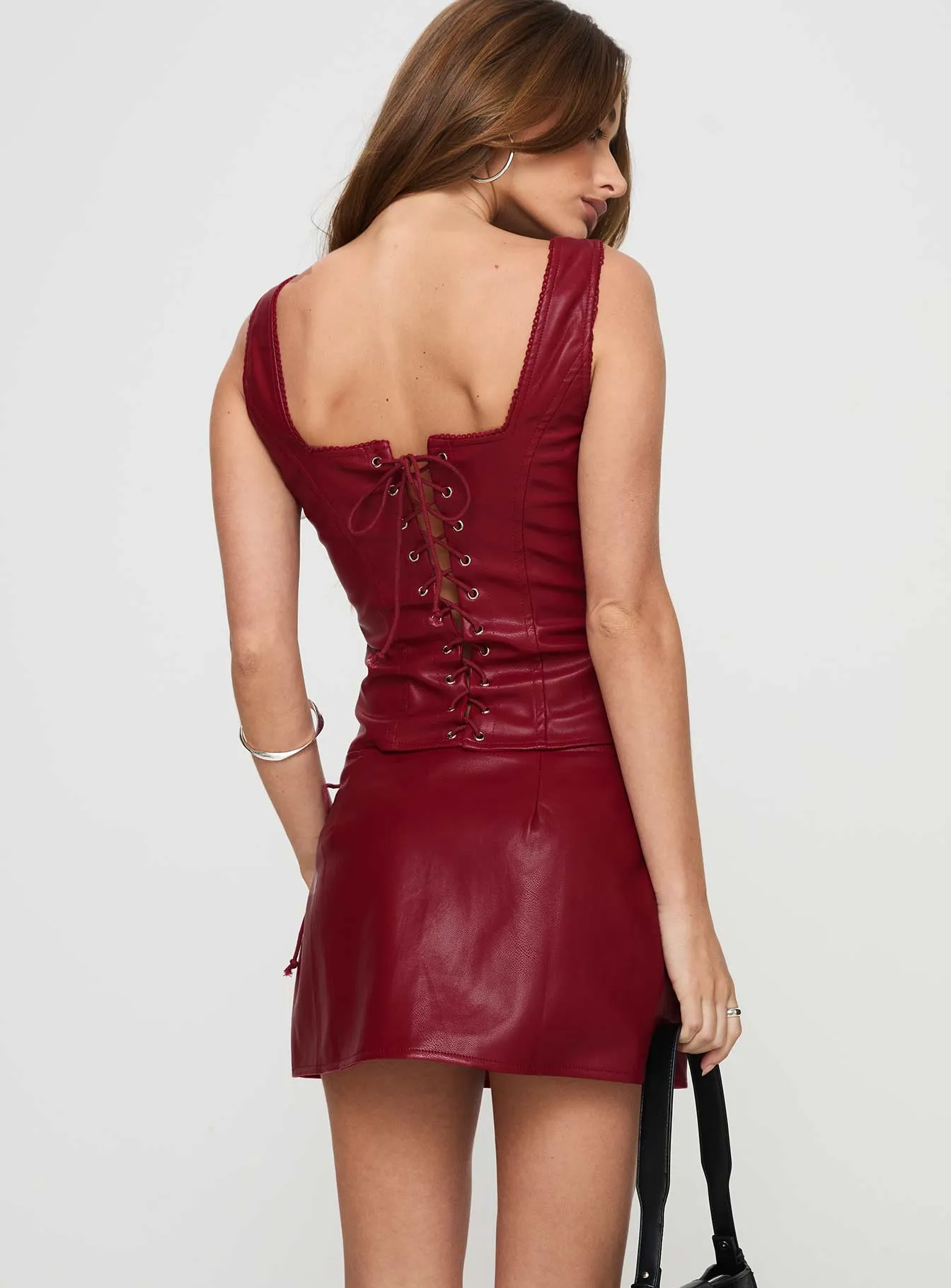 Easy Layer Smolder Tie Up Mini Skirt Red