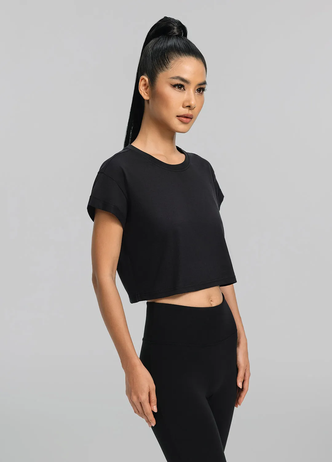 Cropped Cotton T-Shirt Unisex FadeResistant Coating