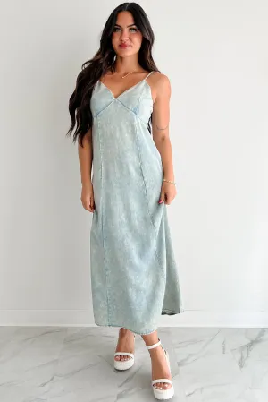 Finally Me Sleeveless Washed Zenana Maxi Dress (Blue Grey) Palm Shade Classic sleeveless floor dress