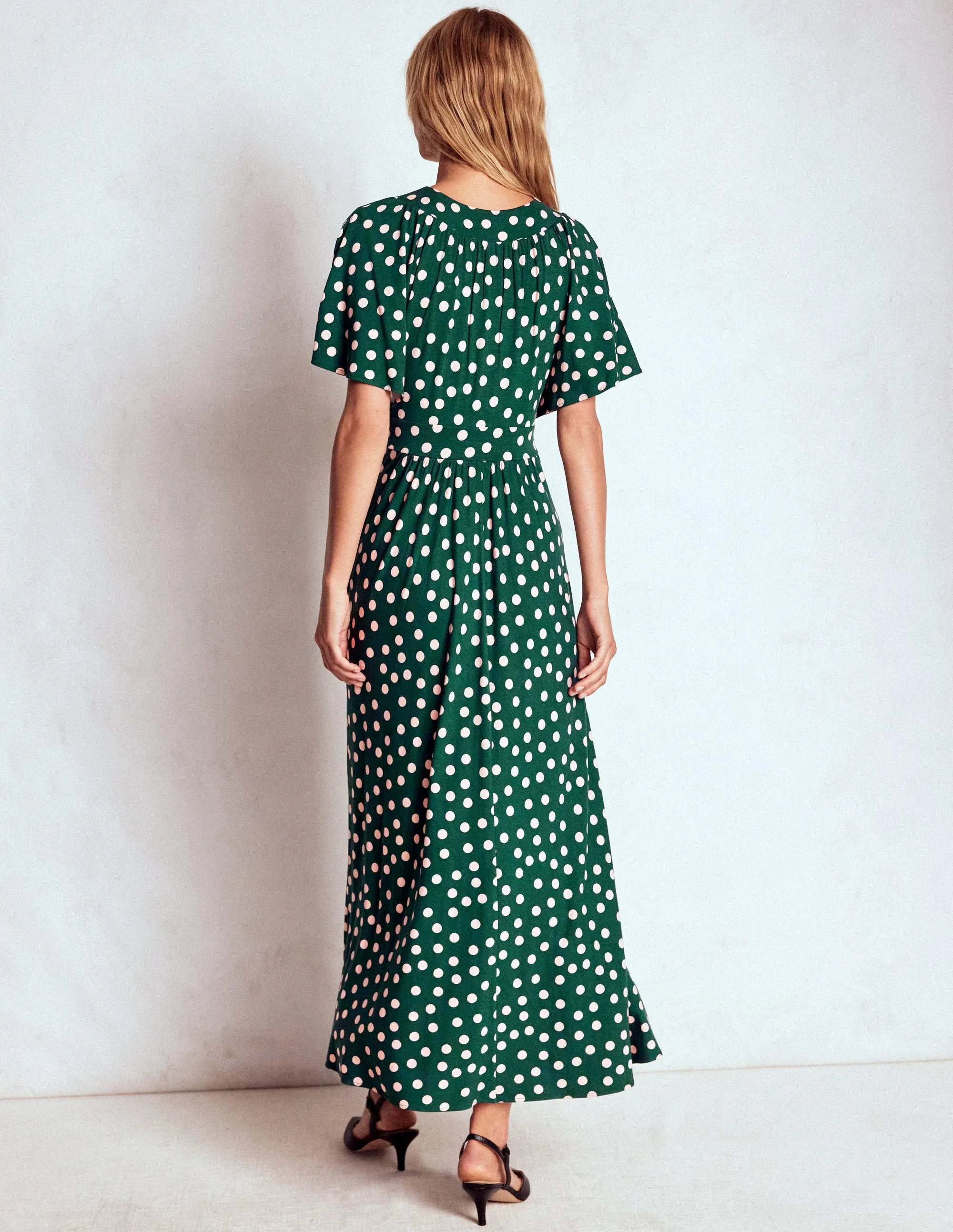 Yoke Panel Maxi Dress-Emerald Night, Painted Dot bohemian flair The classic design of this maxi dress makes it an essential piece for any fashion-forward wardrobe
