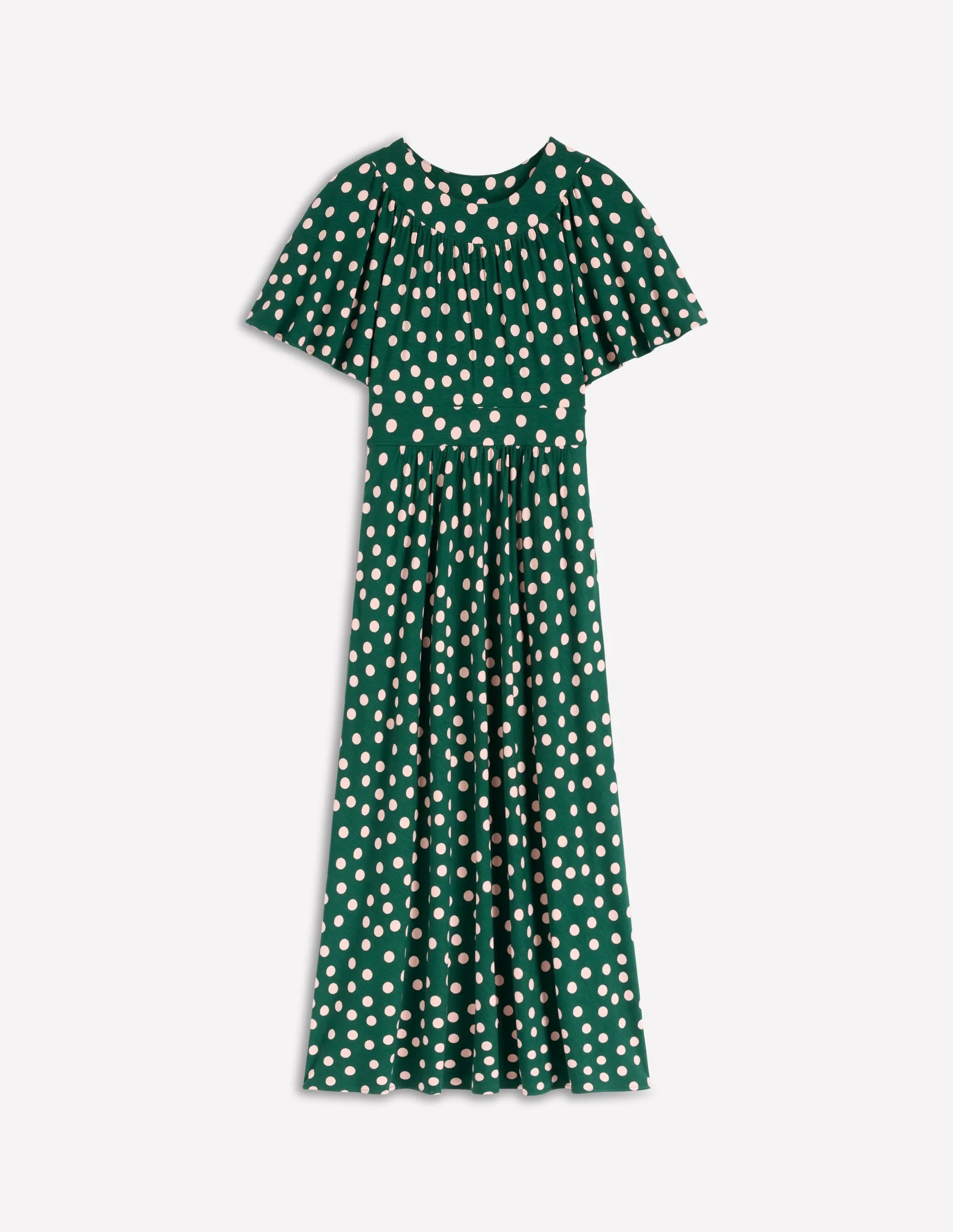 Tower View Street Glow Yoke Panel Maxi Dress-Emerald Night, Painted Dot