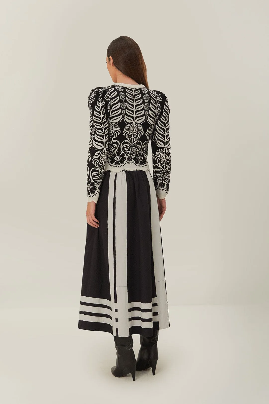 Water resistant coating Gentle Flow Black Nature Midi Skirt