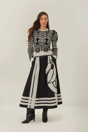 Black Nature Midi Skirt Diagonal Slit Modern Outfit
