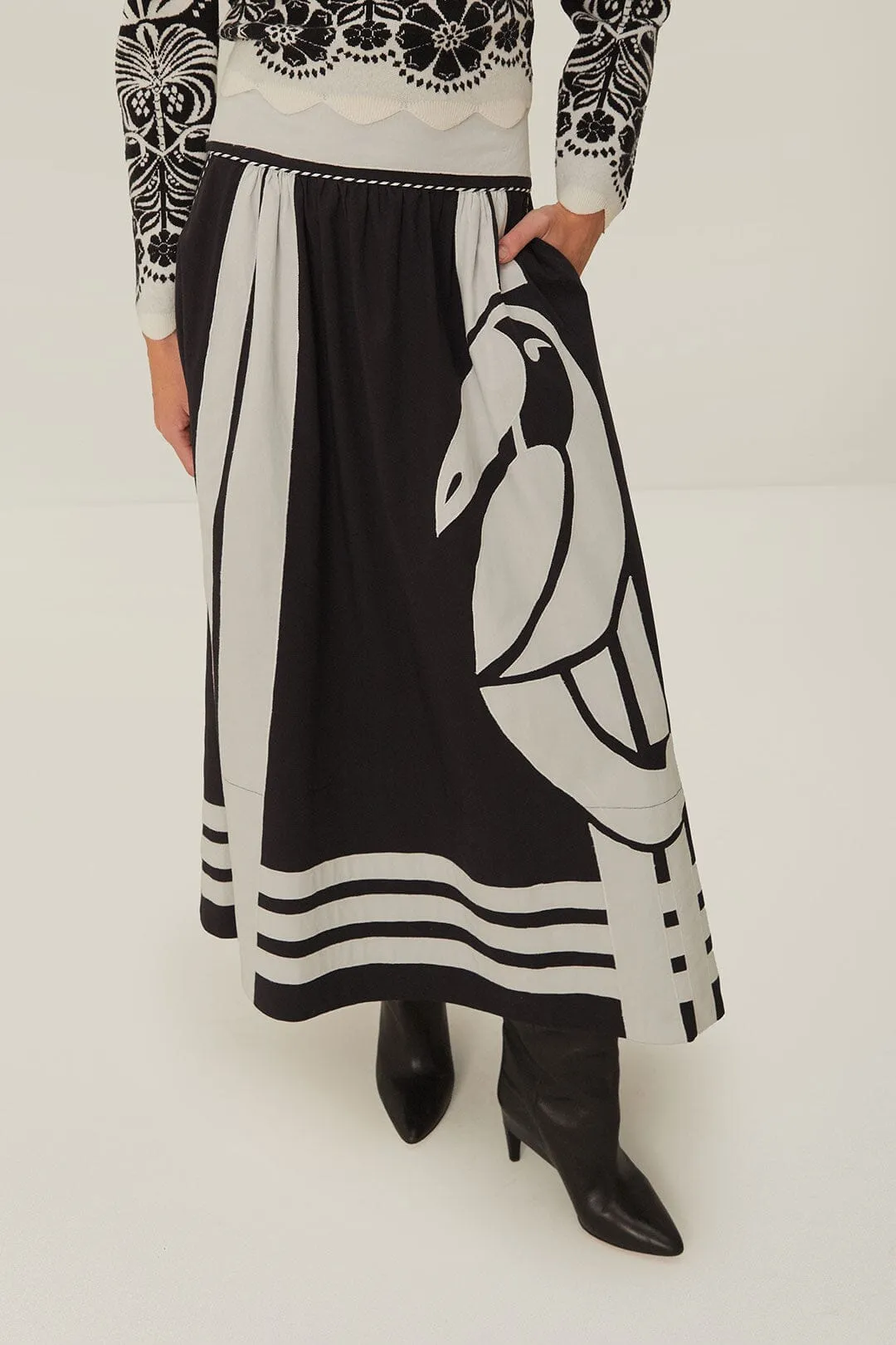 Black Nature Midi Skirt High Street Chic