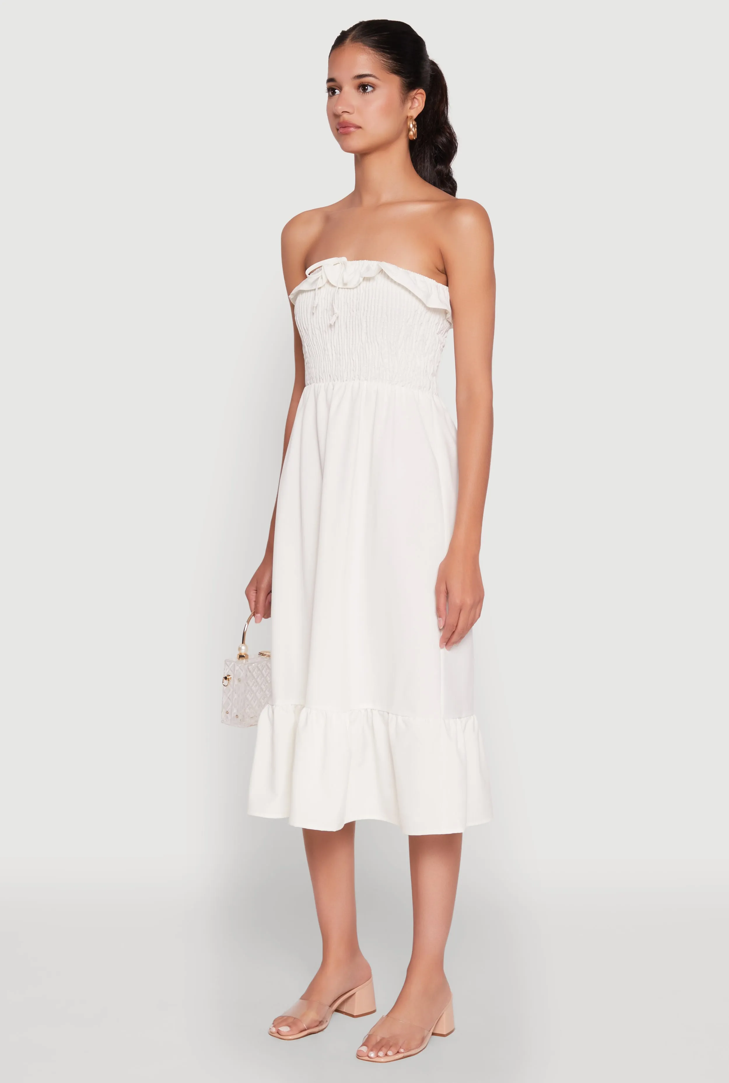 Elegant Attire Chic Smocked and Ruffle Tiered Peasant Dress